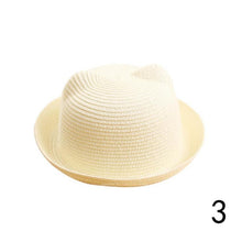 Load image into Gallery viewer, Summer Visor Hat Child Cat Ears Straw Hat Sun Hat Baby Bear Shape Parenting Hat