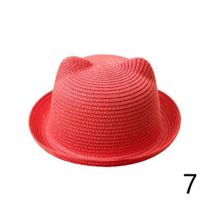 Summer Visor Hat Child Cat Ears Straw Hat Sun Hat Baby Bear Shape Parenting Hat