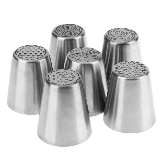 6pcs Russian Icing Piping Tips Fondant Nozzles DIY Cupcake Embossed Tool